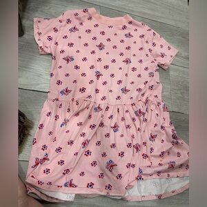 Kenzo Pink Floral Crewneck dress with Red & Blue Accents